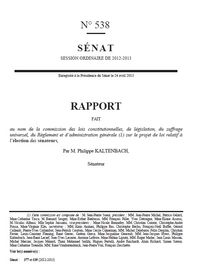 Rapport réforme sénatoriales